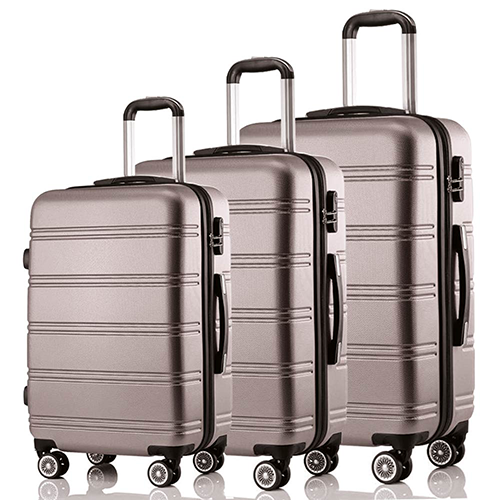 3 tlg. ABS Koffer Set Line Platin