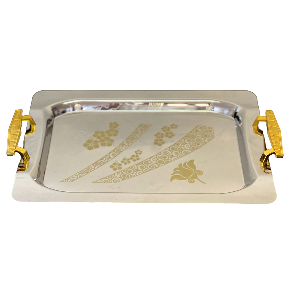 Amirfood Serviertablett aus Edelstahl Silber 24662-7