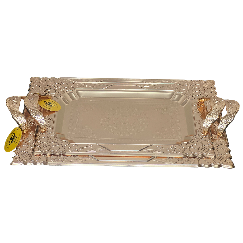 Amirfood Serviertablett Edelstahl goldverziert 24668-20