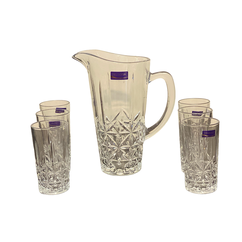 Delisoga Trinkgläser mit Wasserkrug 7teilig