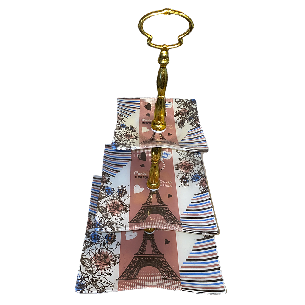 Etagere aus Glas 3 stöckig, eckig