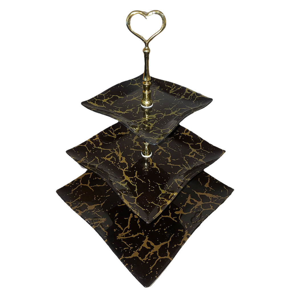 Etagere BLACK aus Glas 3 stöckig, eckig