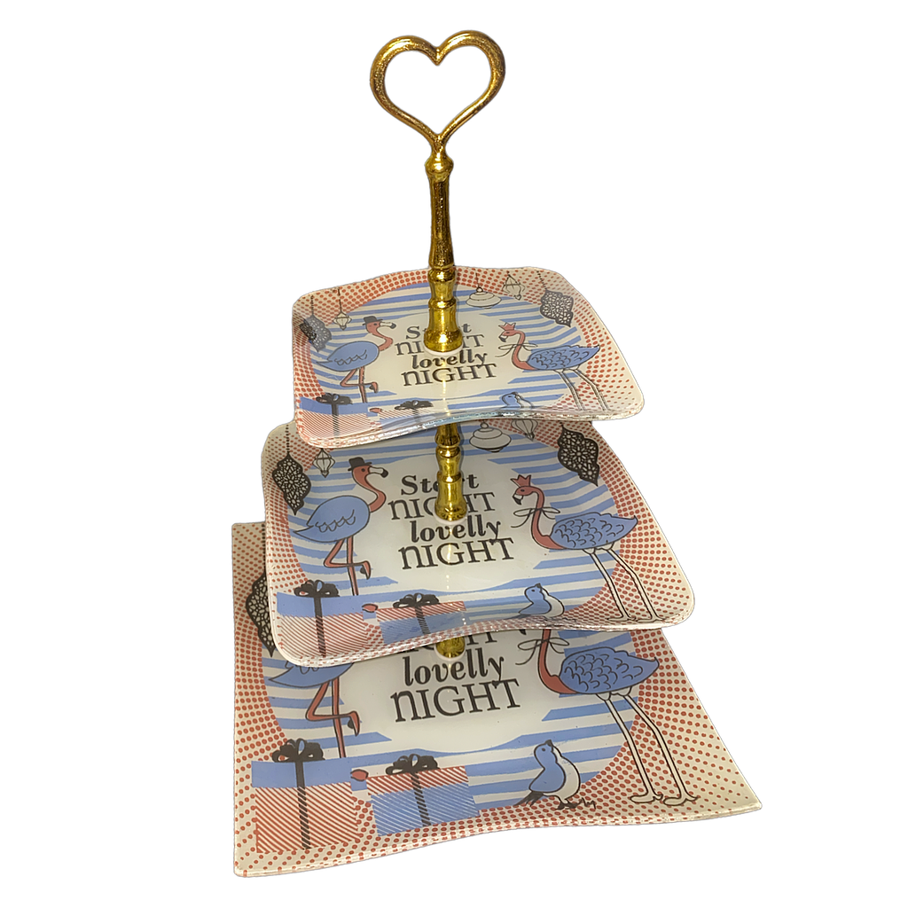 Etagere FLAMING aus Glas 3 stöckig, eckig