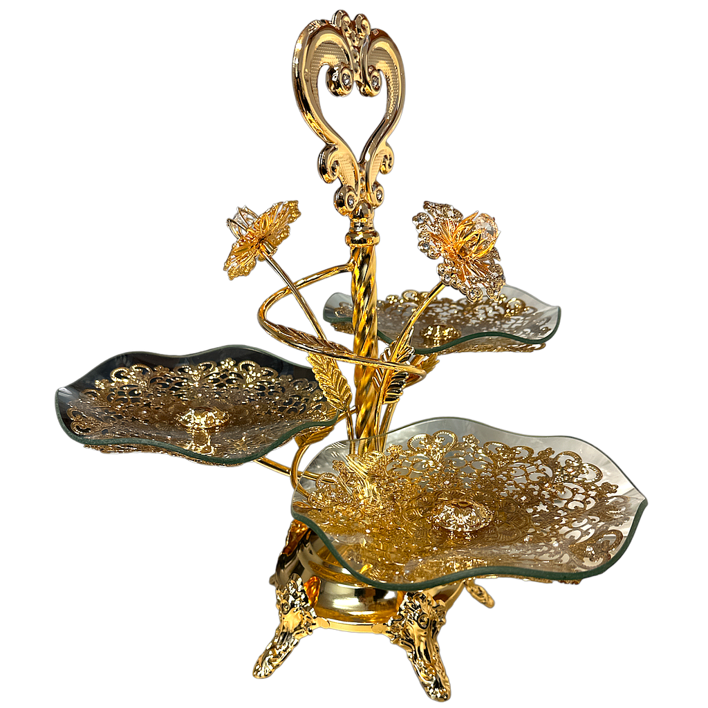 Etagere golden 3 stöckig in Baumform HX1553-3