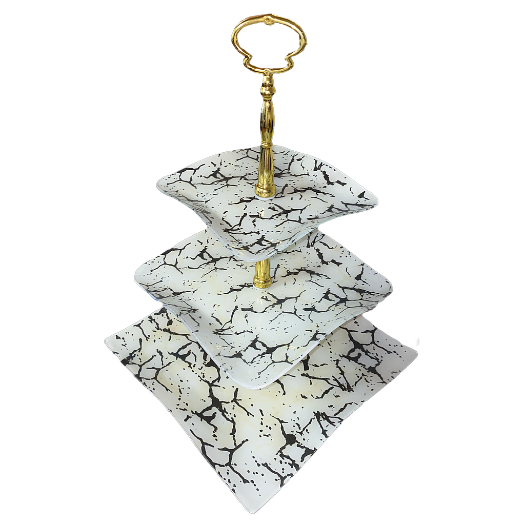 Etagere WHITE aus Glas 3 stöckig, eckig