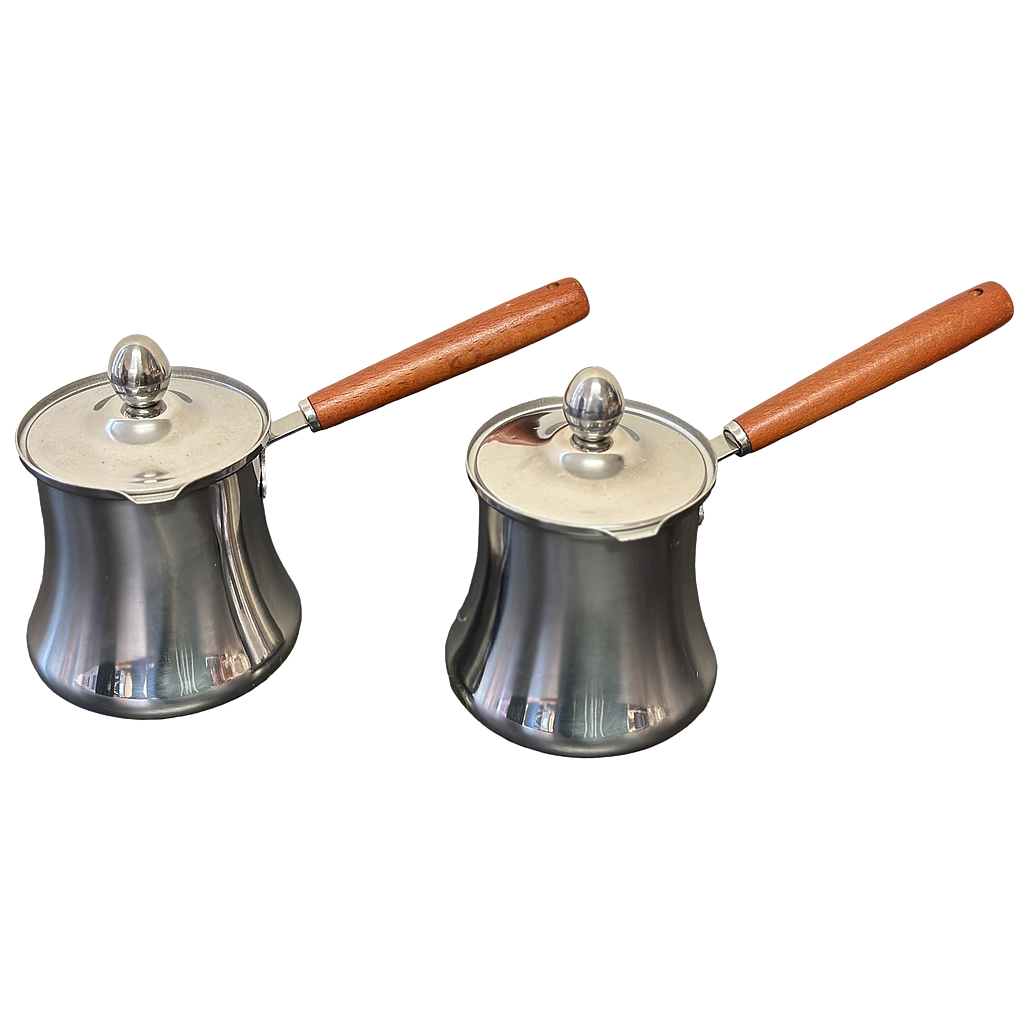 Kaffee Kanne Stainless mit Deckel  und Holzgriff 2 er Set (720ml.)8916-12