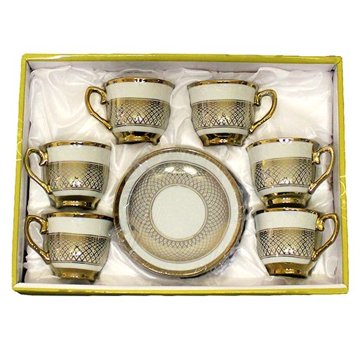 Kaffeetassen aus Porzellan 6er (gold) 1150/A235