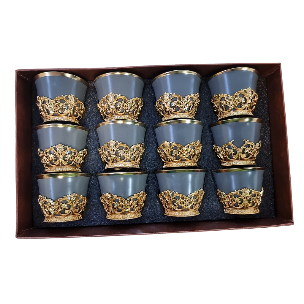 Kaffeetassen ohne Griff 12er graugold 752-5