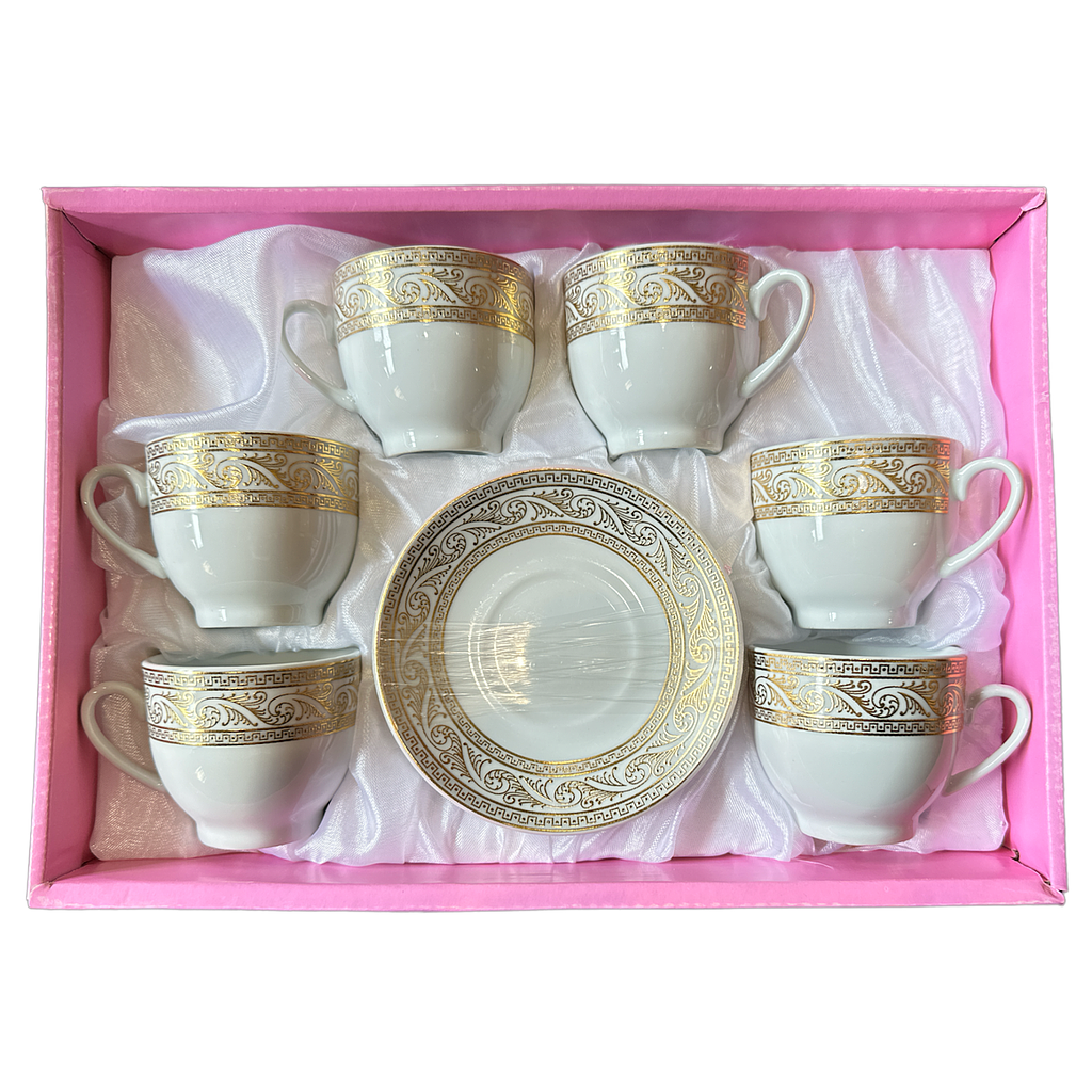 [44658] Kaffeetassen Set 6er weiß gold H1-17