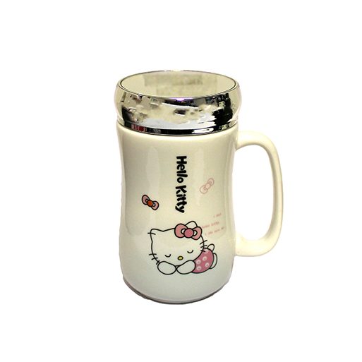 [822] Porzellan Becher mit Spiegeldeckel (Hello Kitty) AMS-362