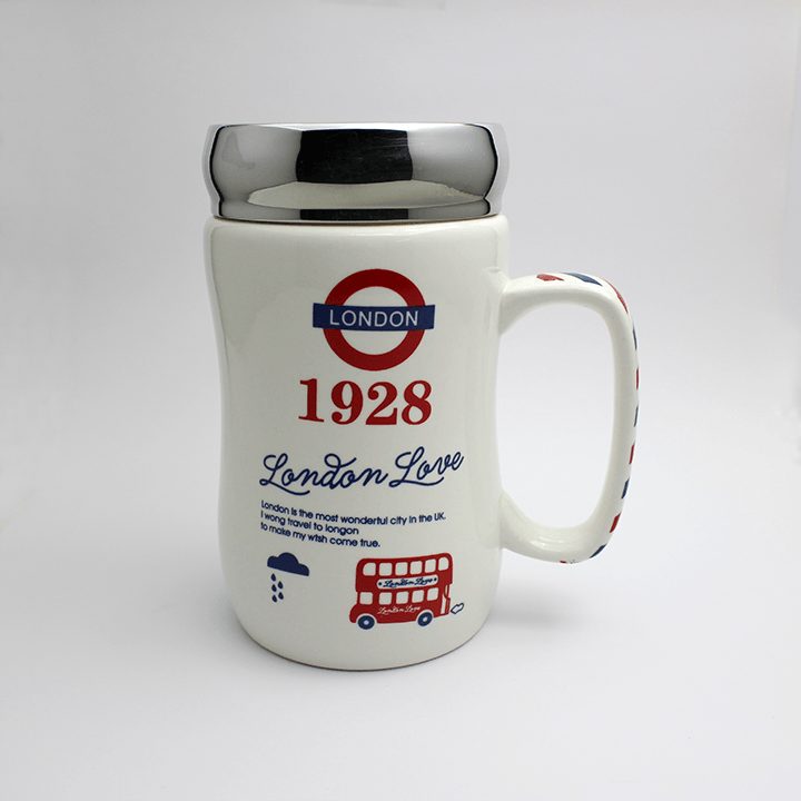 [95799] Porzellan Becher mit Spiegeldeckel "London Love" AMS-365