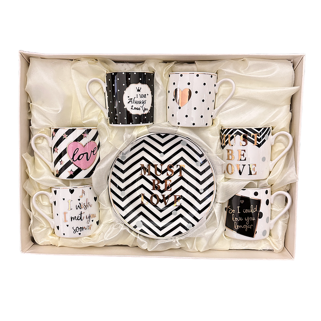 Torino Kaffee Mokkatassen mit Untertassen 6er Set 9456