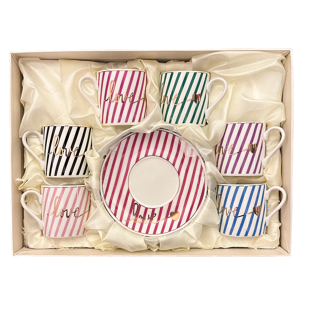 Torino Kaffee Mokkatassen mit Untertassen 6er Set 9461