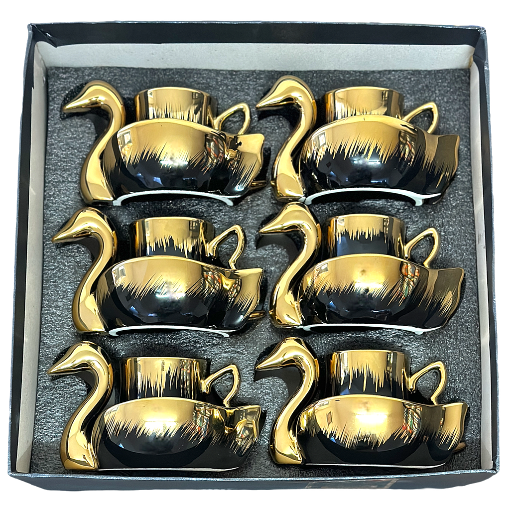 Torino Kaffeetassen 6er Schwan goldverziert aus Porzellan 8263-10/242519