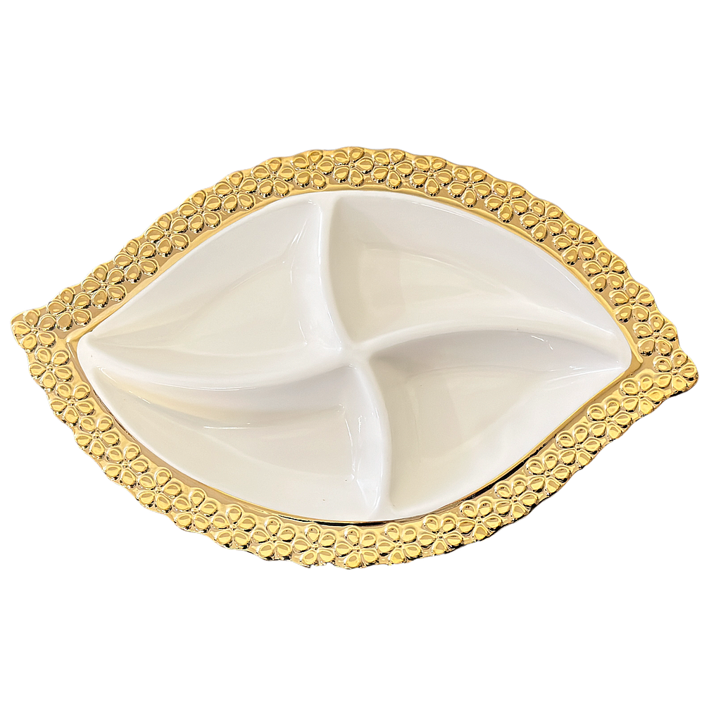 Torino Snackschale aus Porzellan 4-Teilung Oval 8222-4